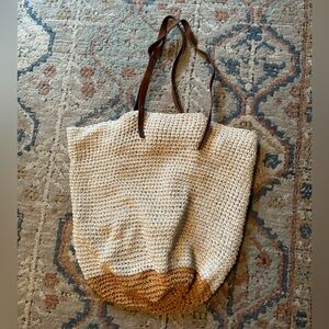 Beach bag white and tan